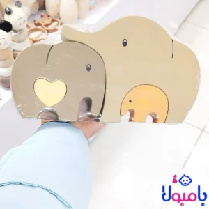 جورچین چوبی طرح فیل با قطعات پازلی رنگی