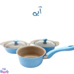 رویس قابلمه چدن ۵ پارچه چیکو؛ شامل قابلمه و ماهیتابه چدنی با درب شیشه‌ای