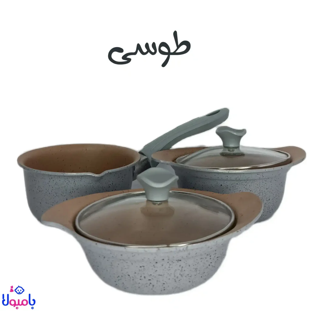 رویس قابلمه چدن ۵ پارچه چیکو؛ شامل قابلمه و ماهیتابه چدنی با درب شیشه‌ای