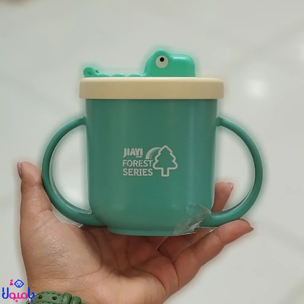 لیوان نیدار و دستهدار ۲۶۰ میلیلیتر JIAYI Baby با رنگ سبزآبی و نارنجی