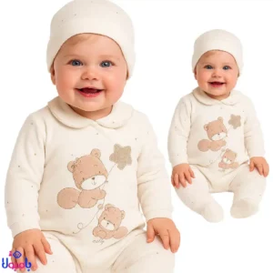 ست سرهمی مخمل کلاه‌دار دخترانه ایندیگو طرح لونا