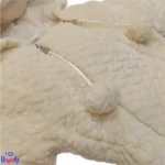 سرهمی گرم مخمل سفید برند NOORA با کلاه متصل و پاپوش داخلی