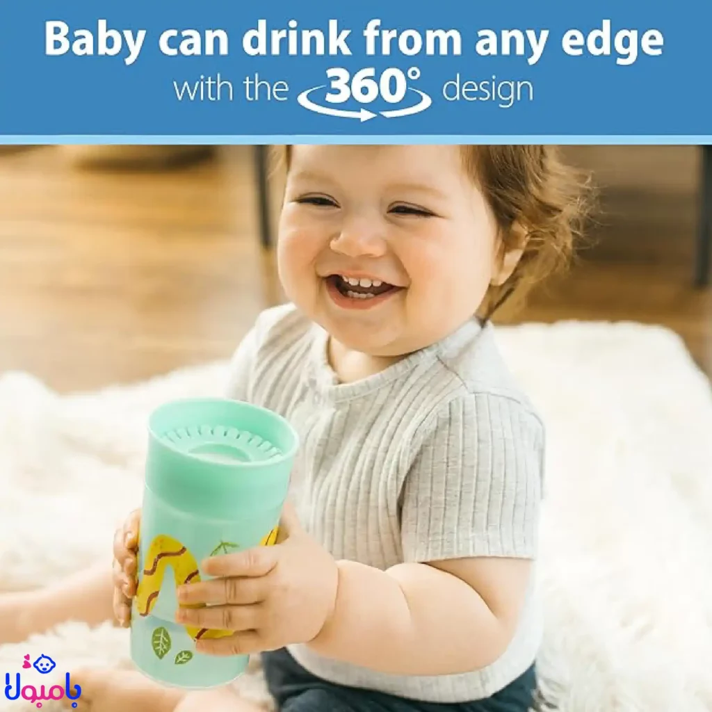 لیوان آموزشی ۳۶۰ دکتر براونز مدل Cheers سبز مار