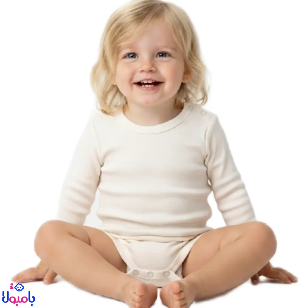 بادی آستین بلند سفید ساده جونیورز