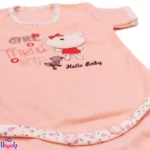 بادی آستین کوتاه دخترانه طرح خرس صورتی Hello Baby