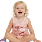 بادی رکابی دخترانه طرح خرس صورتی Hello Baby