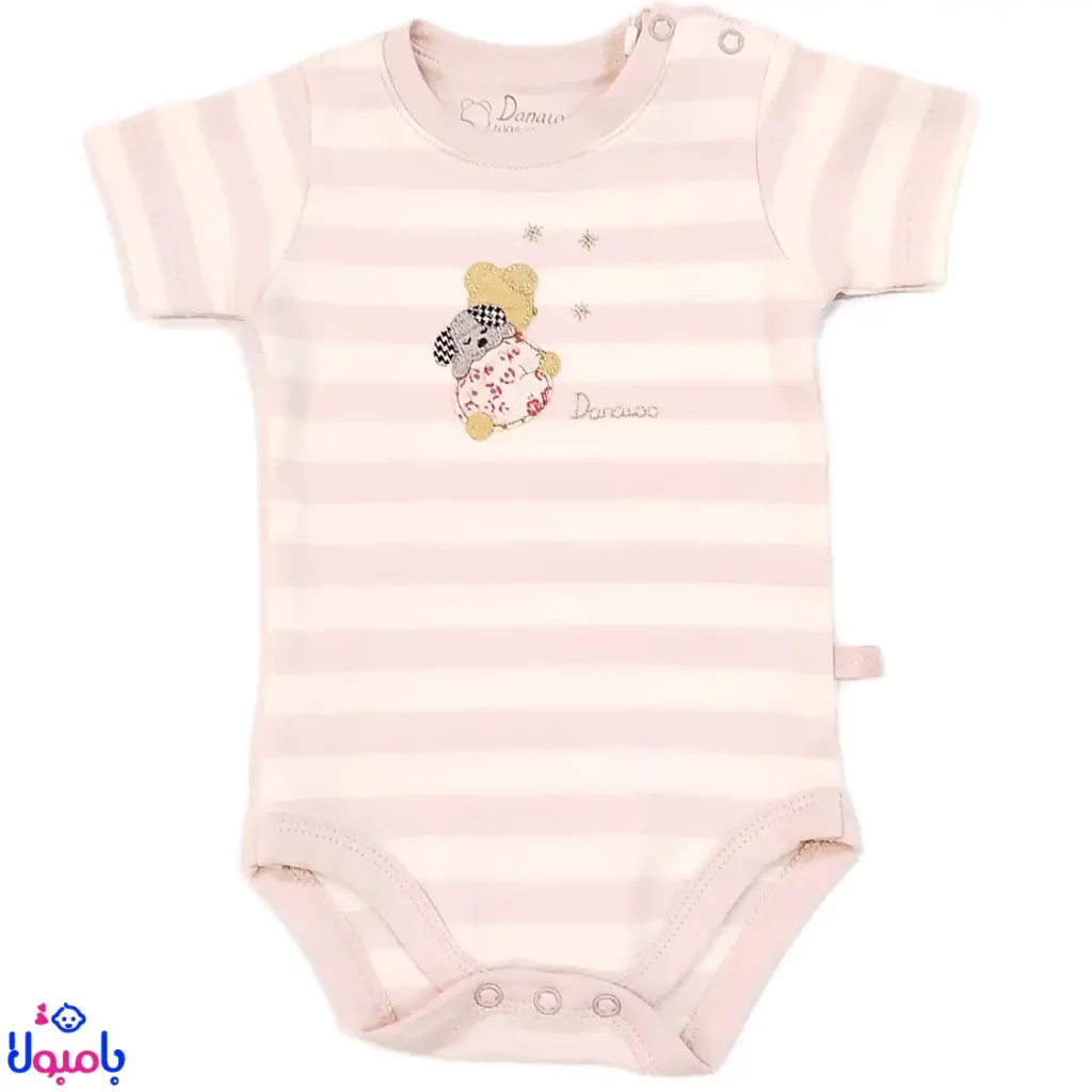 بادی آستین کوتاه دخترانه دانالو طرح ویولت راه راه