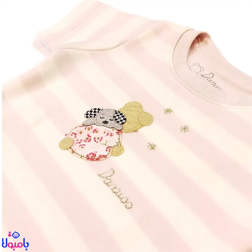 بادی آستین کوتاه دخترانه دانالو طرح ویولت راه راه