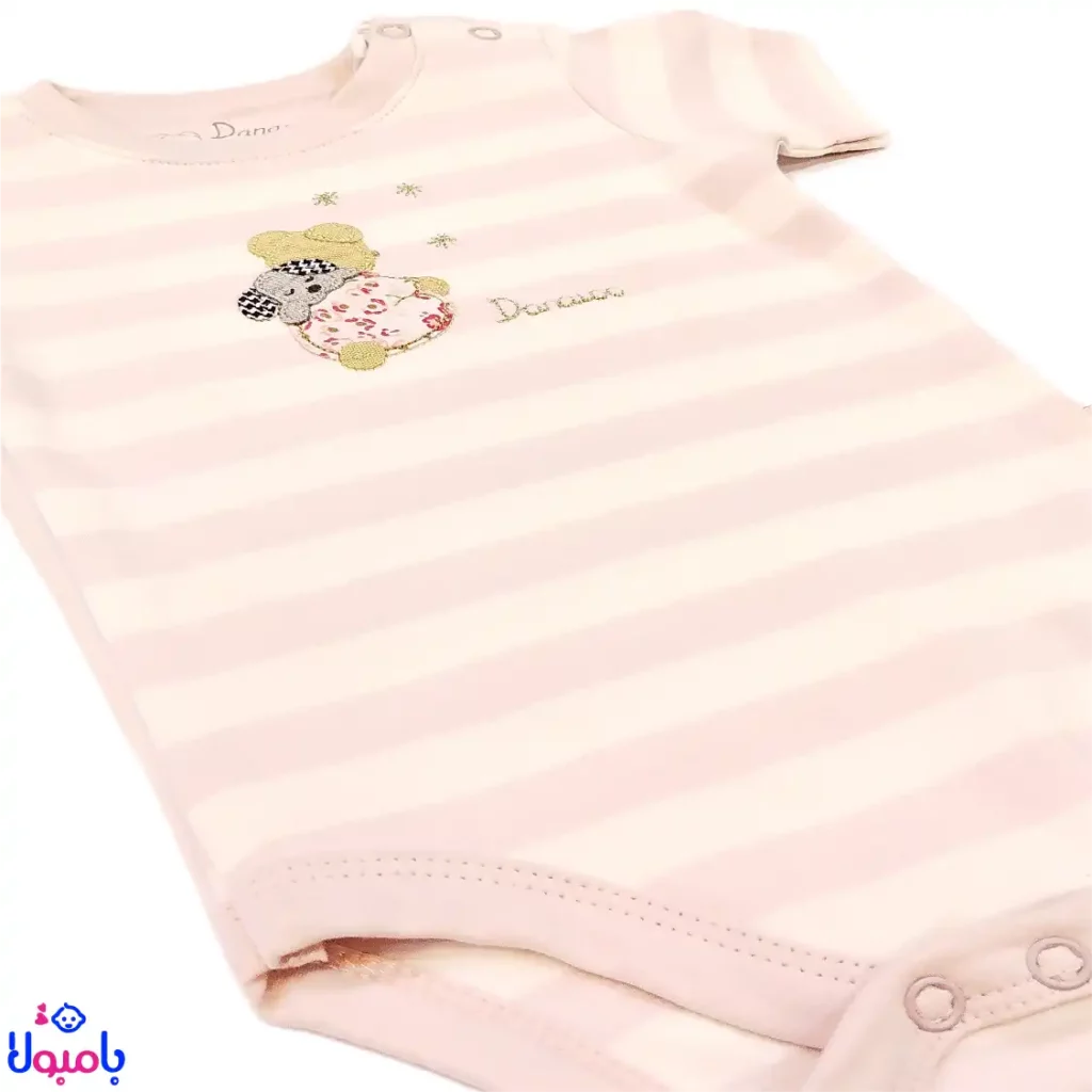 بادی آستین کوتاه دخترانه دانالو طرح ویولت راه راه