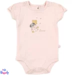 بادی آستین کوتاه دخترانه دانالو طرح صورتی ویولت