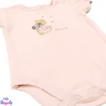 بادی آستین کوتاه دخترانه دانالو طرح صورتی ویولت