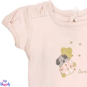 بادی آستین کوتاه دخترانه دانالو طرح صورتی ویولت