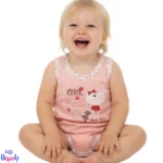 بادی رکابی دخترانه طرح خرس صورتی Hello Baby