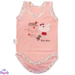 بادی رکابی دخترانه طرح خرس صورتی Hello Baby