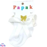 جوراب لب تور سفید نوزاد | برند جی تی پاپک، مناسب نوزاد تا 3 ماه