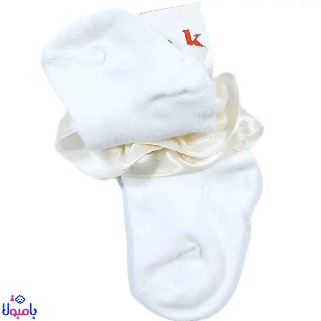 جوراب لب تور سفید نوزاد | برند جی تی پاپک، مناسب نوزاد تا 3 ماه