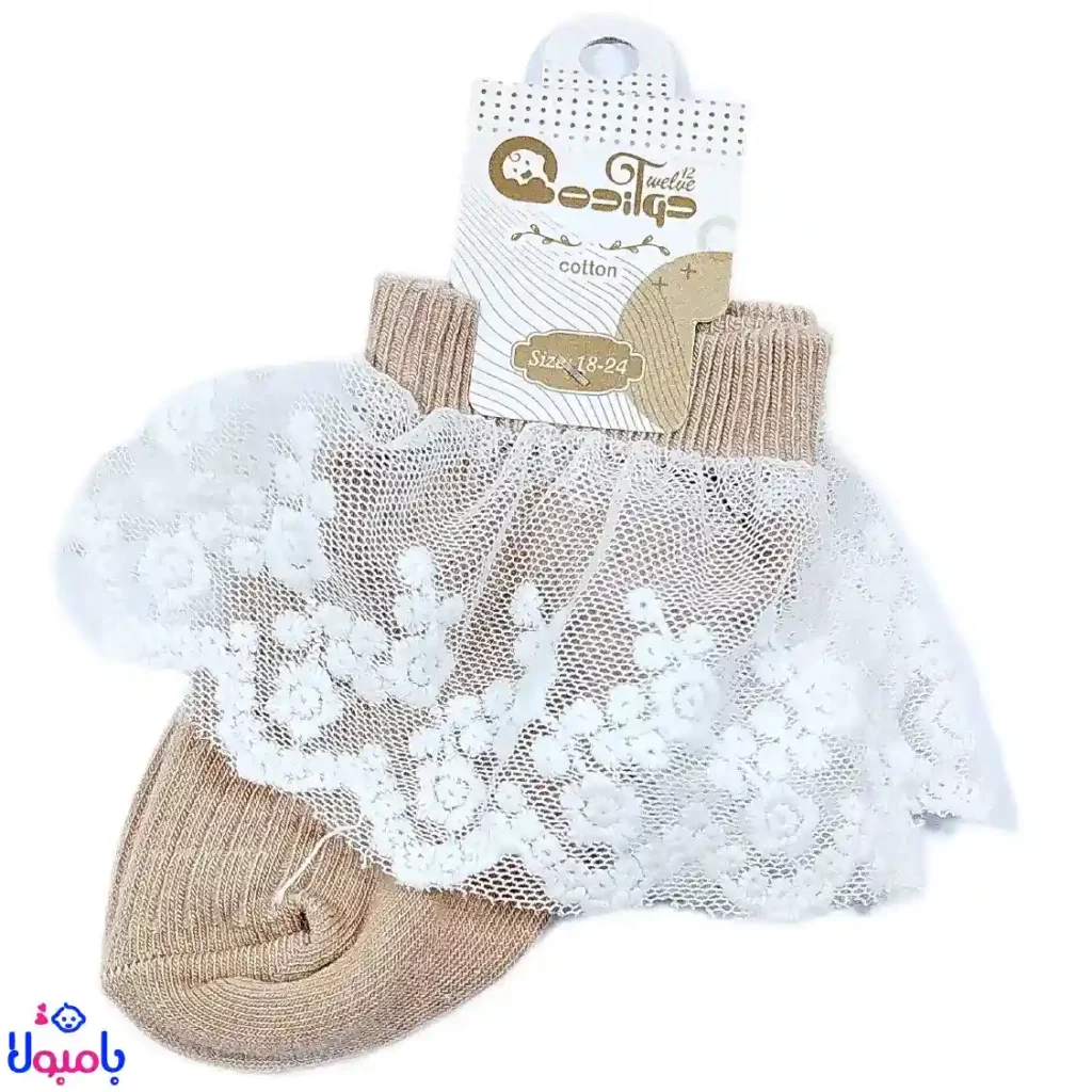 جوراب لب تور نوزاد | جوراب ساق کوتاه پنبهای برای دختران 18 تا 24 ماه
