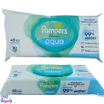دستمال مرطوب پمپرز آکوا 48 عددی Pampers Aqua Pure | 99 درصد آب خالص، مناسب پوست حساس نوزاد
