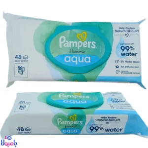 دستمال مرطوب پمپرز آکوا 48 عددی Pampers Aqua Pure | 99 درصد آب خالص، مناسب پوست حساس نوزاد