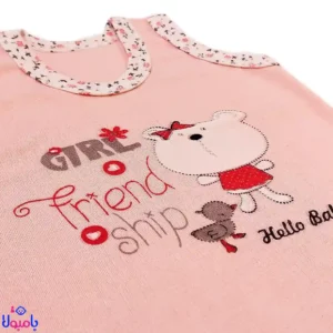 رکابی دخترانه طرح خرس صورتی Hello Baby