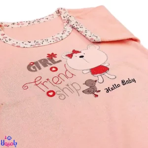 بلوز آستین کوتاه طرح خرس صورتی Hello Baby