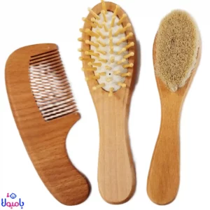 شانه برس چوبی گرد کودک 3 تیکه