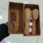 شانه برس چوبی گرد کودک 3 تیکه