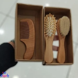 شانه برس چوبی گرد کودک 3 تیکه