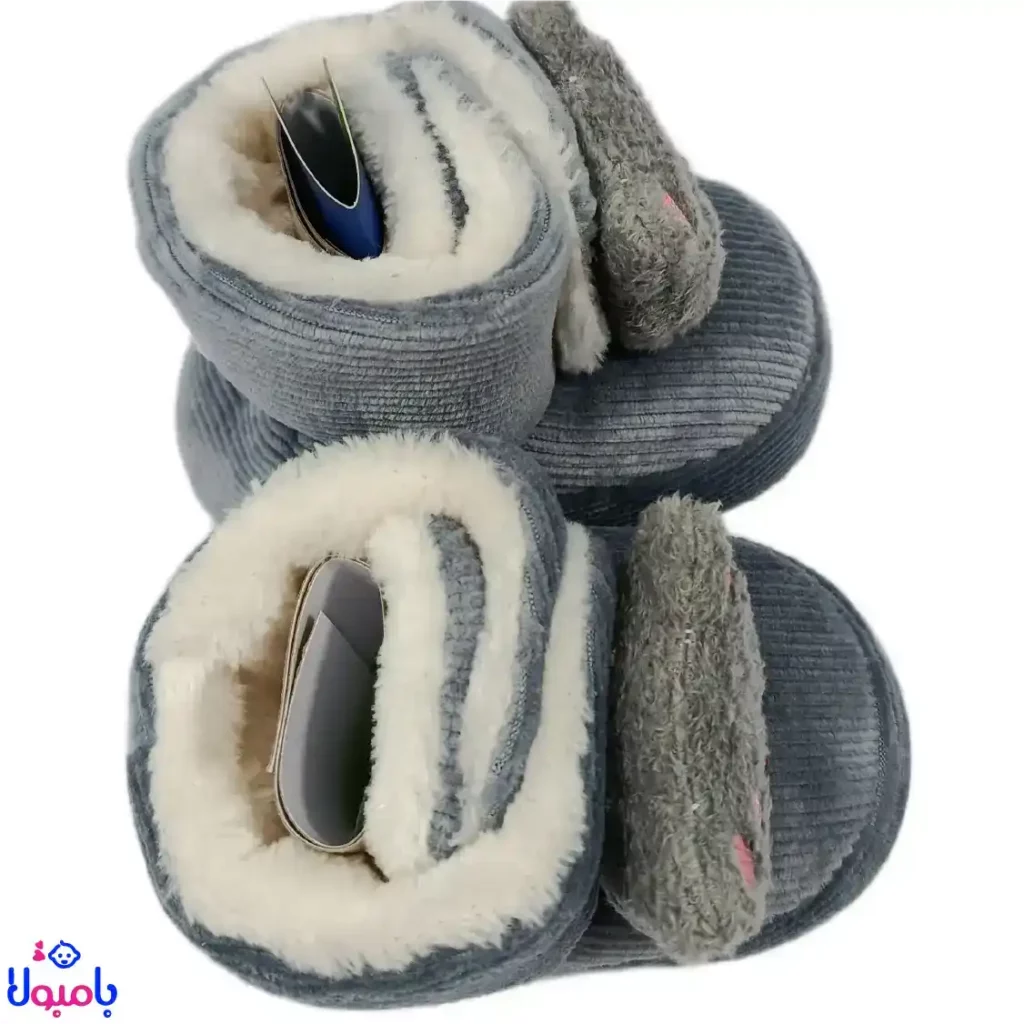 پاپوش بچه گانه مخمل کبریتی خرسی