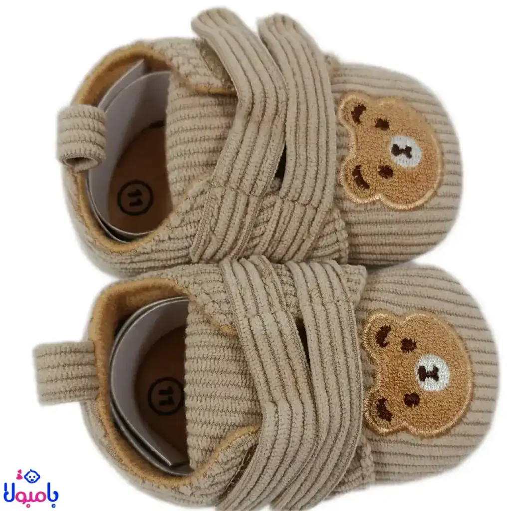 پاپوش بچه گانه مخمل کبریتی طرح تدی