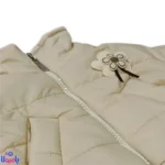 کاپشن یقه ایستاده کرم دخترانه تک گل