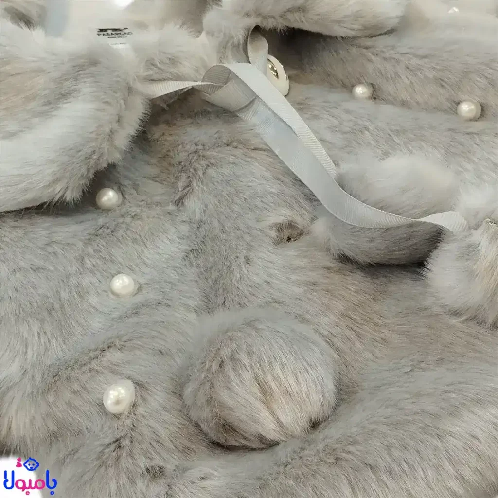 کت مجلسی شنل خزدار با دیزاین مروارید