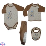 لباس چهارتیکه نوزادی قهوه ای