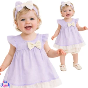 ست دوتیکه سارافون و شلوارک دخترانه توری تا قد 120
