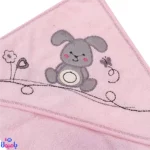 ست حوله 2تیکه نوزادی صورتی طرح خرگوش 80*80 سانتیمتر