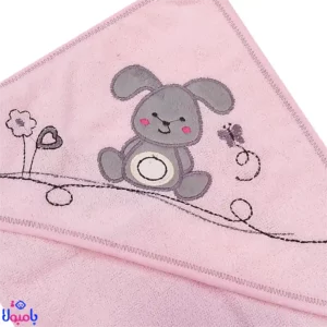 ست حوله 2تیکه نوزادی صورتی طرح خرگوش 80*80 سانتیمتر