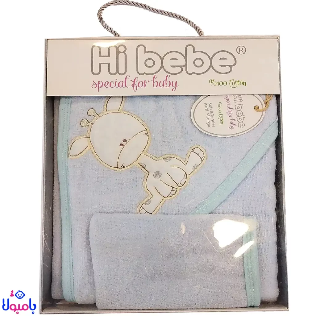 ست حوله 2تیکه نوزادی آبی های بیبی طرح زرافه