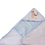 پتو دورپیچ کلاهدار نوزاد آبی