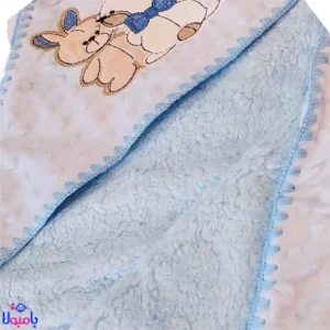 پتو دورپیچ کلاهدار نوزاد آبی