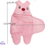 قنداق پادار صورتی نوزادی طرح خرگوش دماغ قرمز 70*88 سانتیمتر