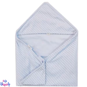 پتو دورپیچ کلاهدار نوزاد آبی ساده
