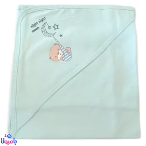 پتو دورپیچ کلاهدار نوزاد آبی جونیورز طرح اسلیپی76*76 سانتیمتر